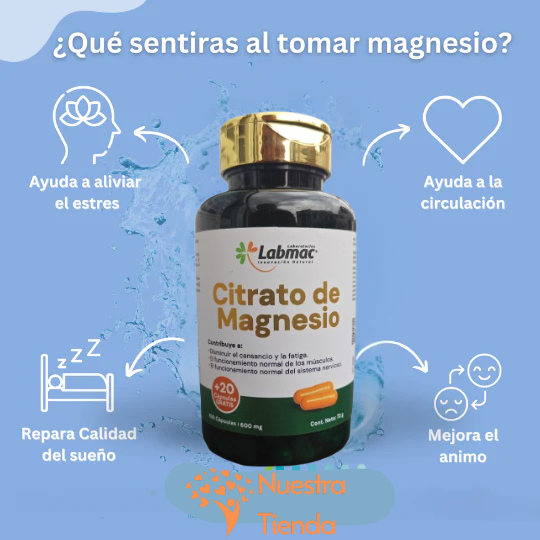 Citrato de Magnesio Mega Concentrado Premium Importado Americano 100 Capsulas